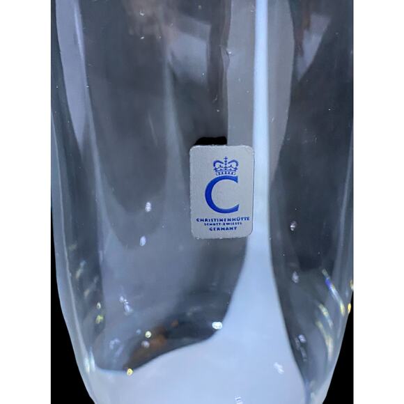 Christinenhutte by Scott Zwiesel Vase Clear With White Stripes 8" Tall - Picture 2 of 7